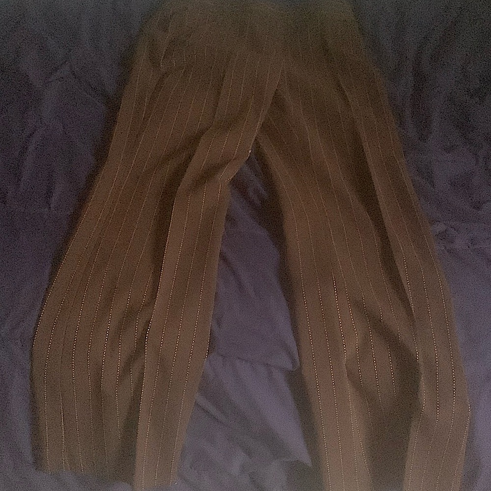 Brown pants with pink stripes